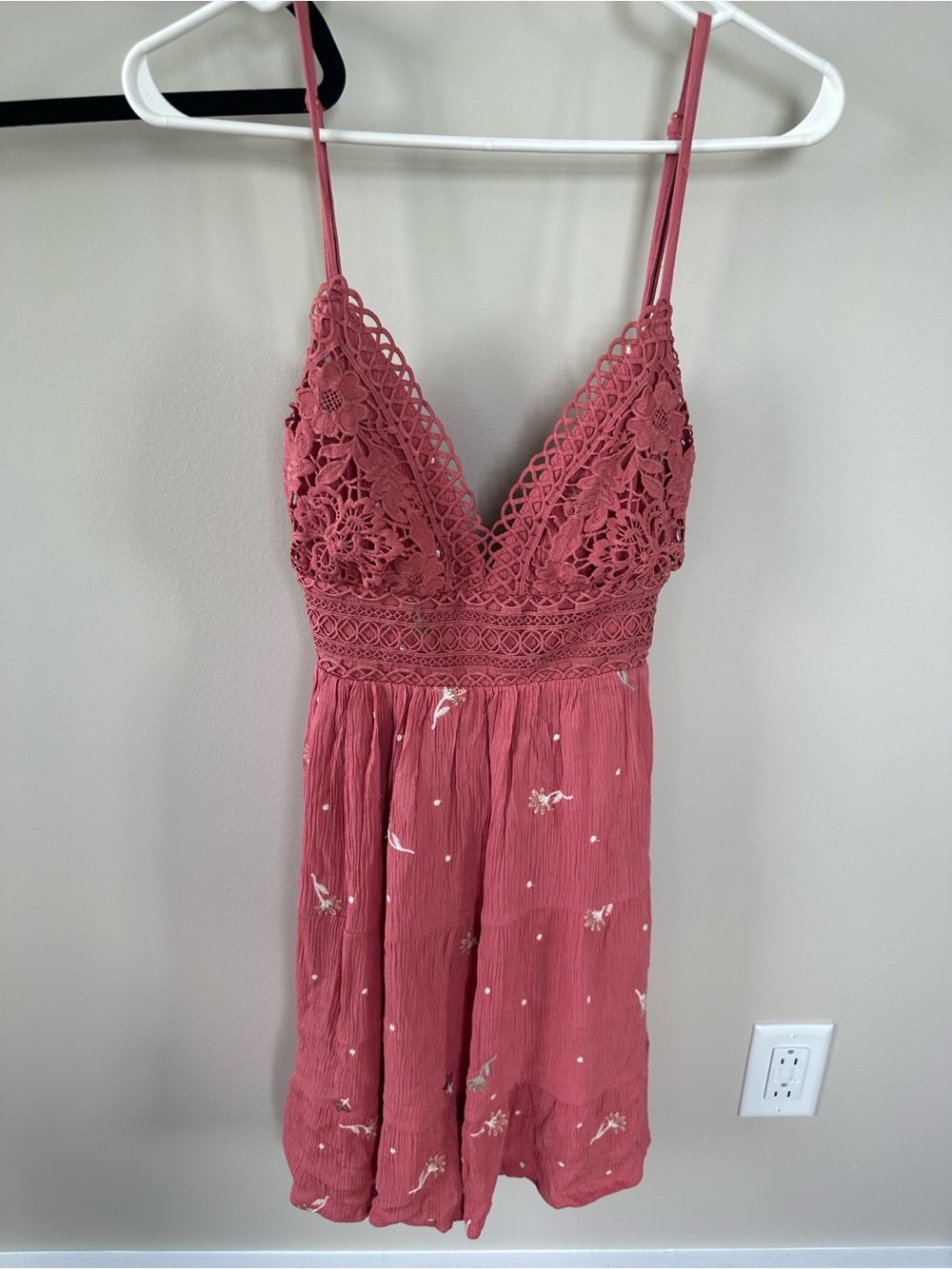 Boot Barn Dusty Rose Crochet Backless Mini Dress